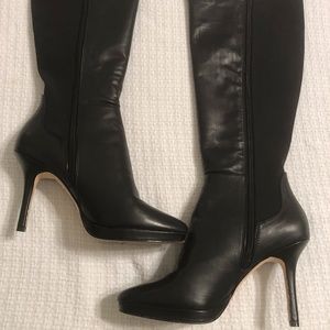 WHBM Black Bordeaux Heeled Boots - Sz 9 1/2